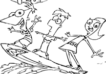 Pintar a Phineas y Ferb Surfeando
